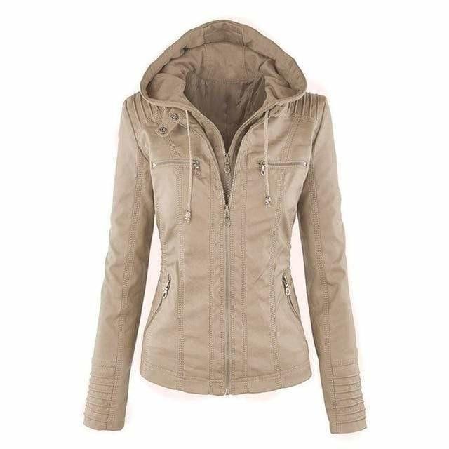 Kunstleder Damen Kapuzenpullover