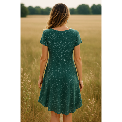 Damen Sommerkleider Kurzarm V-Ausschnitt