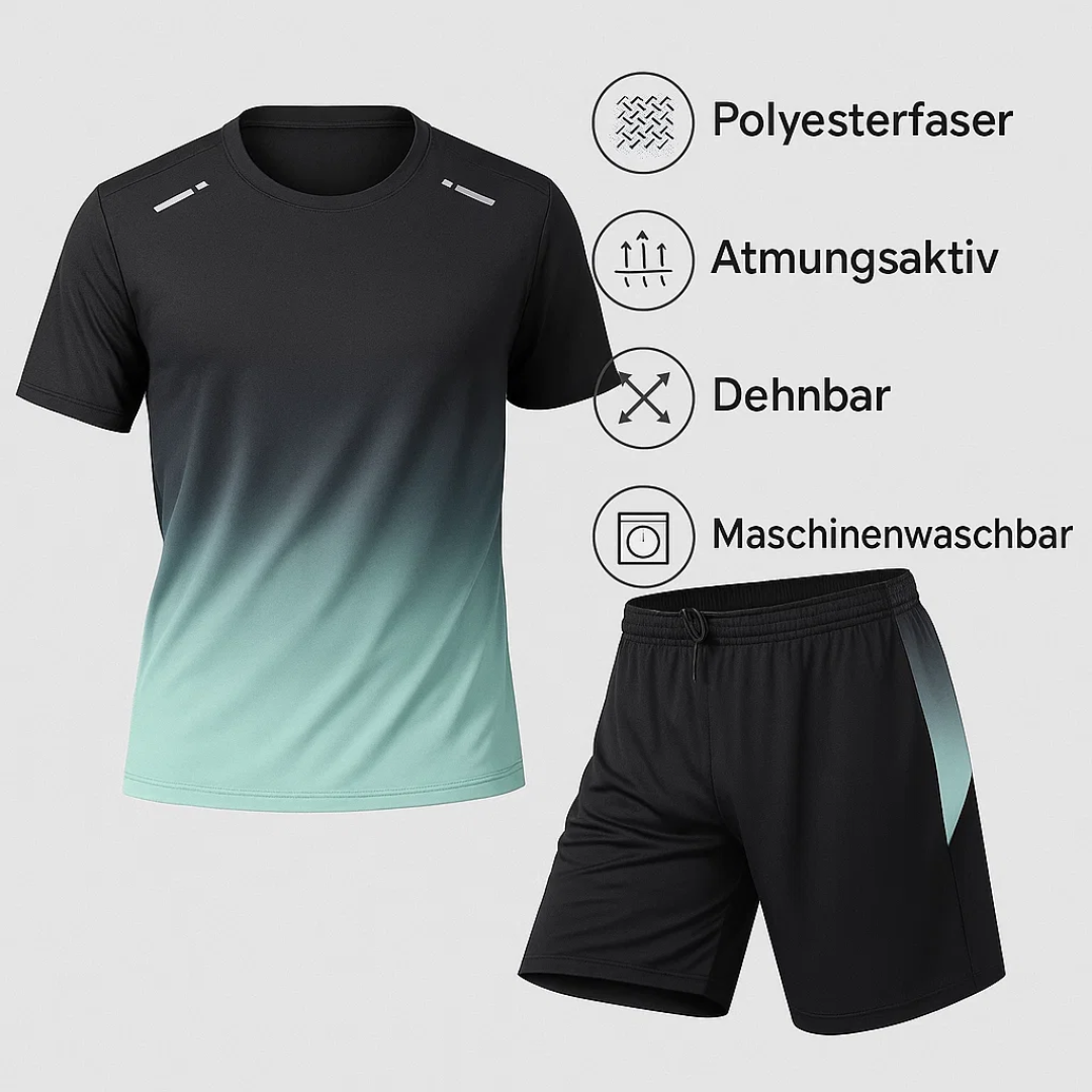Herren Sportbekleidungsset Zweiteilig Farbverlauf Bewegungsfreiheit