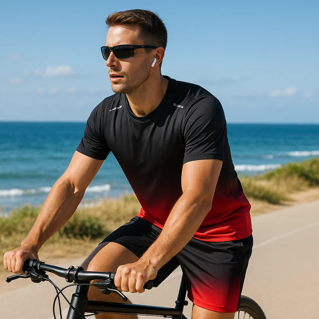 Herren Sportbekleidungsset Zweiteilig Farbverlauf Bewegungsfreiheit