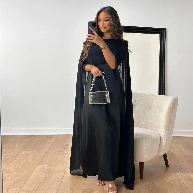 Damen Maxi Cape Kleid Hochzeitsgast