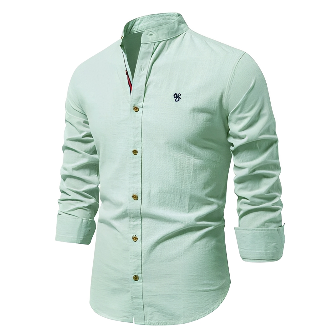 Herren Langarmshirt Klassisch Baumwolle Weiß