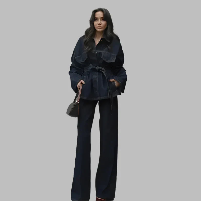 Damen Ensemble Taillierter Blazer Jeanshose