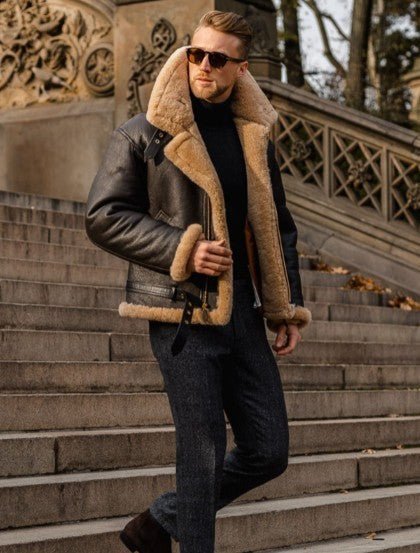 Herren Fliegerjacke Reißverschluss Leder