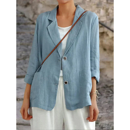 Leichter Damenblazer Reverskragen Elegant Beige - Norvielle