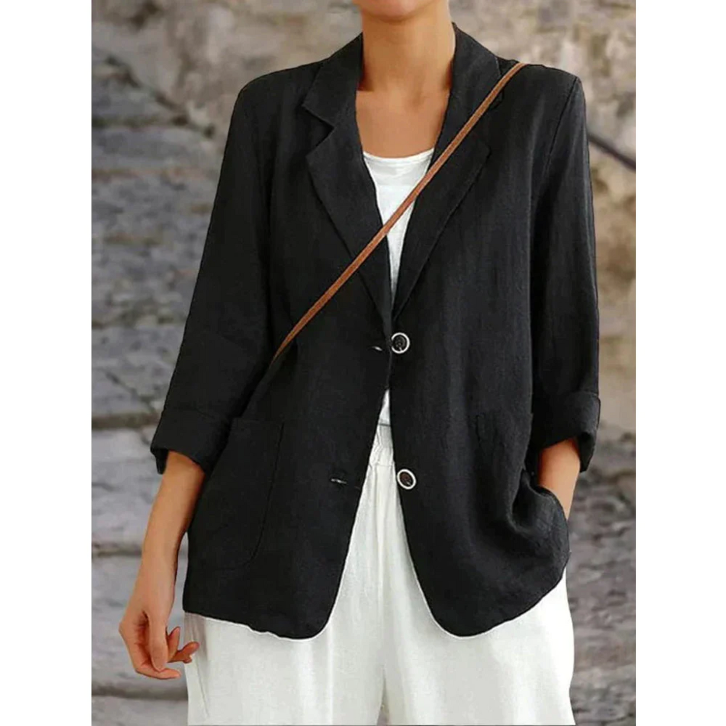 Leichter Damenblazer Reverskragen Elegant Beige