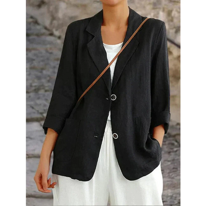 Leichter Damenblazer Reverskragen Elegant Beige