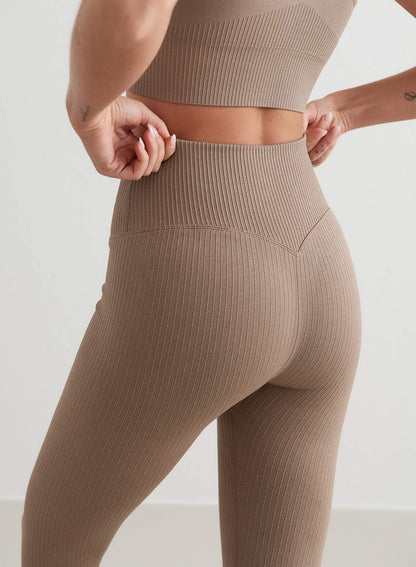 Noa Damen Leggings Nahtlos Gerippt