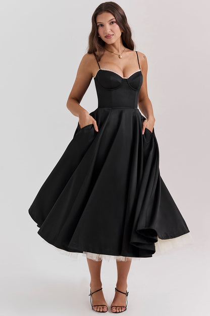 Damen Sommerkleid Midilänge Bustier