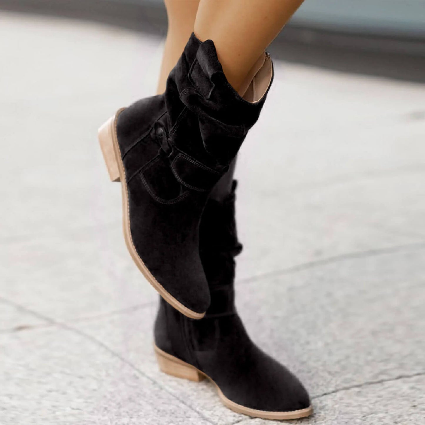 Damen Wildlederstiefel Bequem Hochwertig