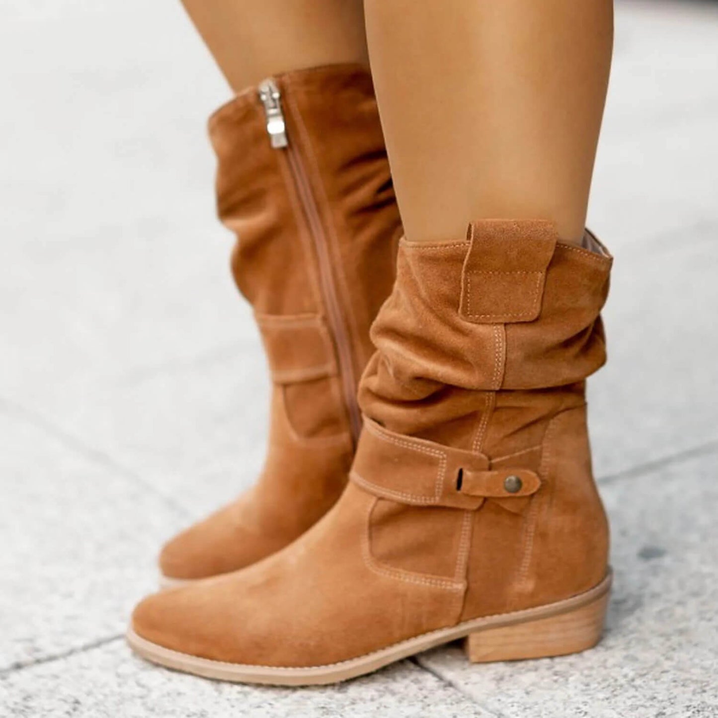Damen Wildleder-Stiefel Bequem Hochwertig