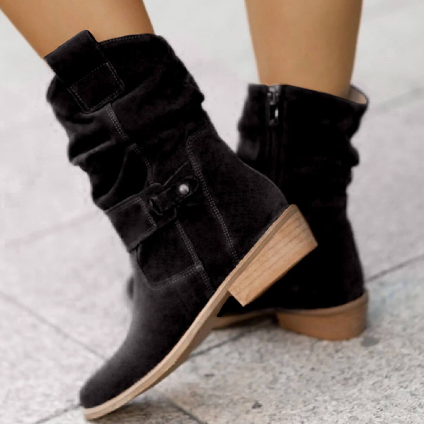 Damen Wildlederstiefel Bequem Hochwertig