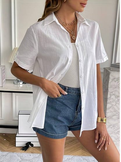 Damen Kurzarmbluse Leicht Sommerbluse
