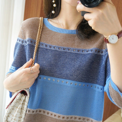 Damen Strickpullover Colorblock