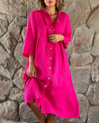 Norvielle Damen Hemdblusenkleid Sommerkleid Stilvoll