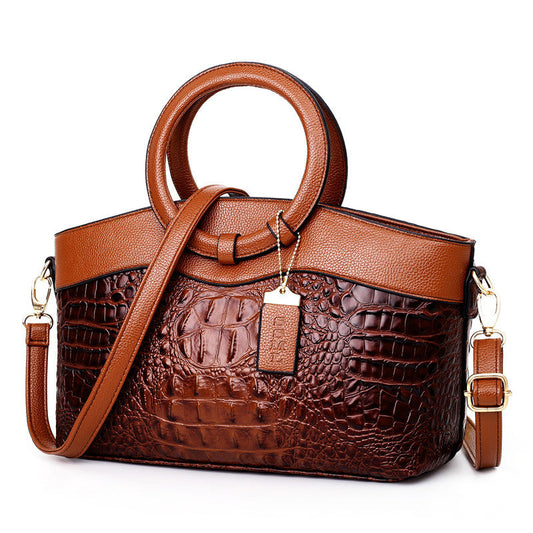 Luxe Handtasche Krokodilmuster Leder Schwarz - Norvielle