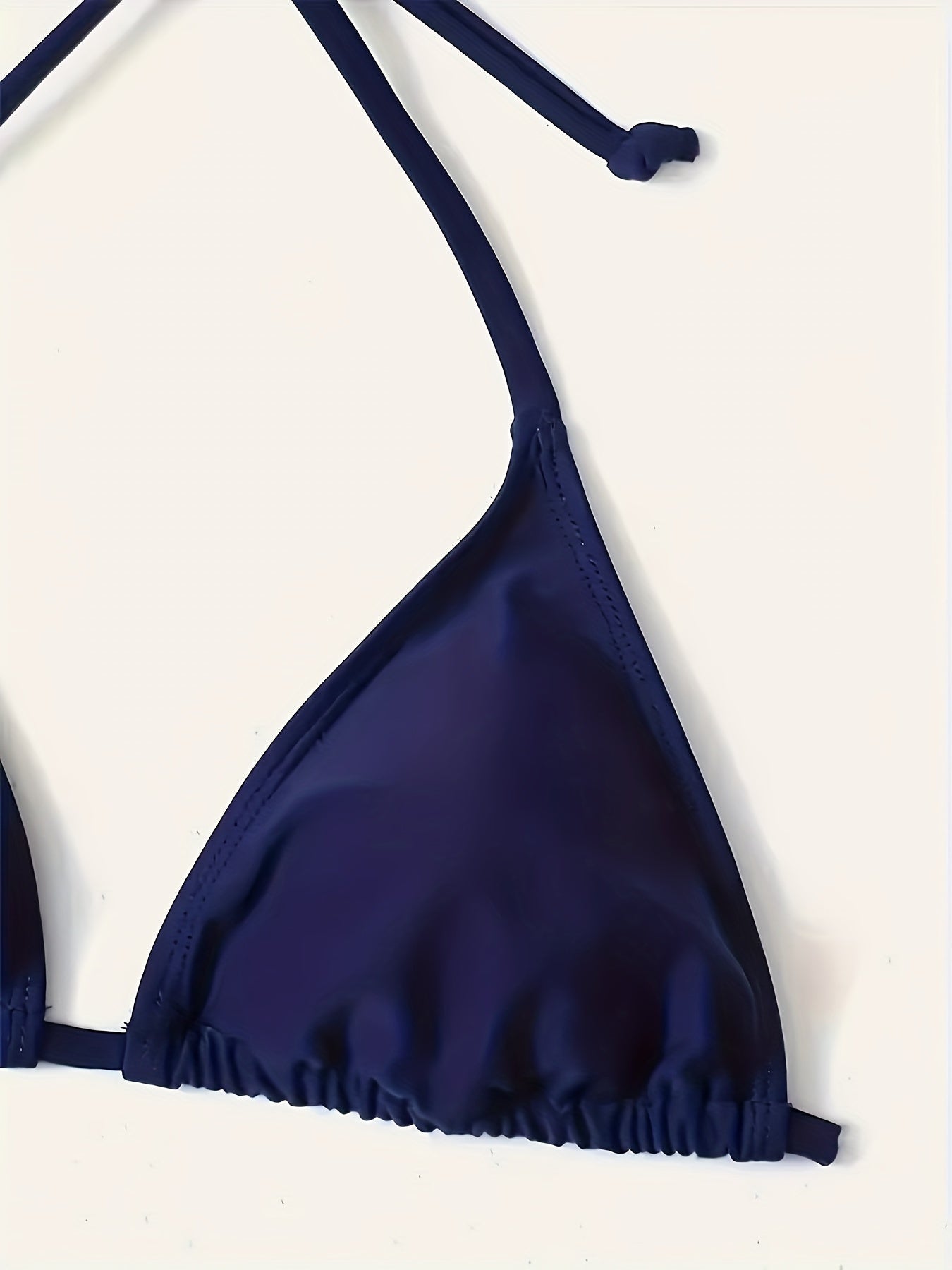 Dunkelblauer Damen Bikini Satz V-Ausschnitt Nackter Rücken