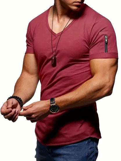 Herren T-Shirt V-Ausschnitt Weich Baumwolle