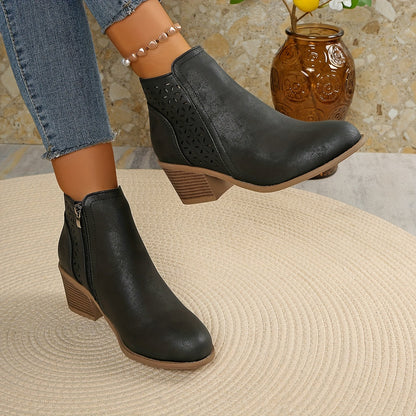 Damen Stiefeletten Hineinschlüpfen Seitlich Reißverschluss