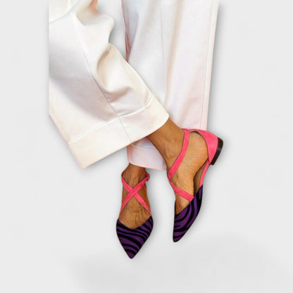 Zarella Damen Zebra Ballerinas Rosa