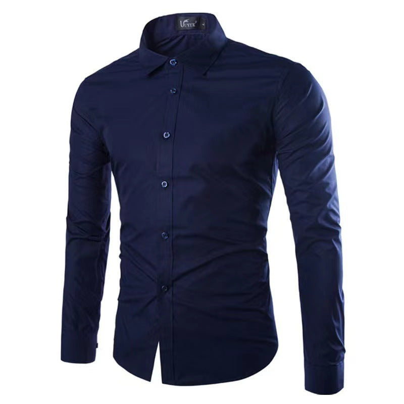 Herren Slim-Fit Hemd Atmungsaktives Bügelfrei