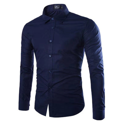 Herren Slim-Fit Hemd Atmungsaktives Bügelfrei