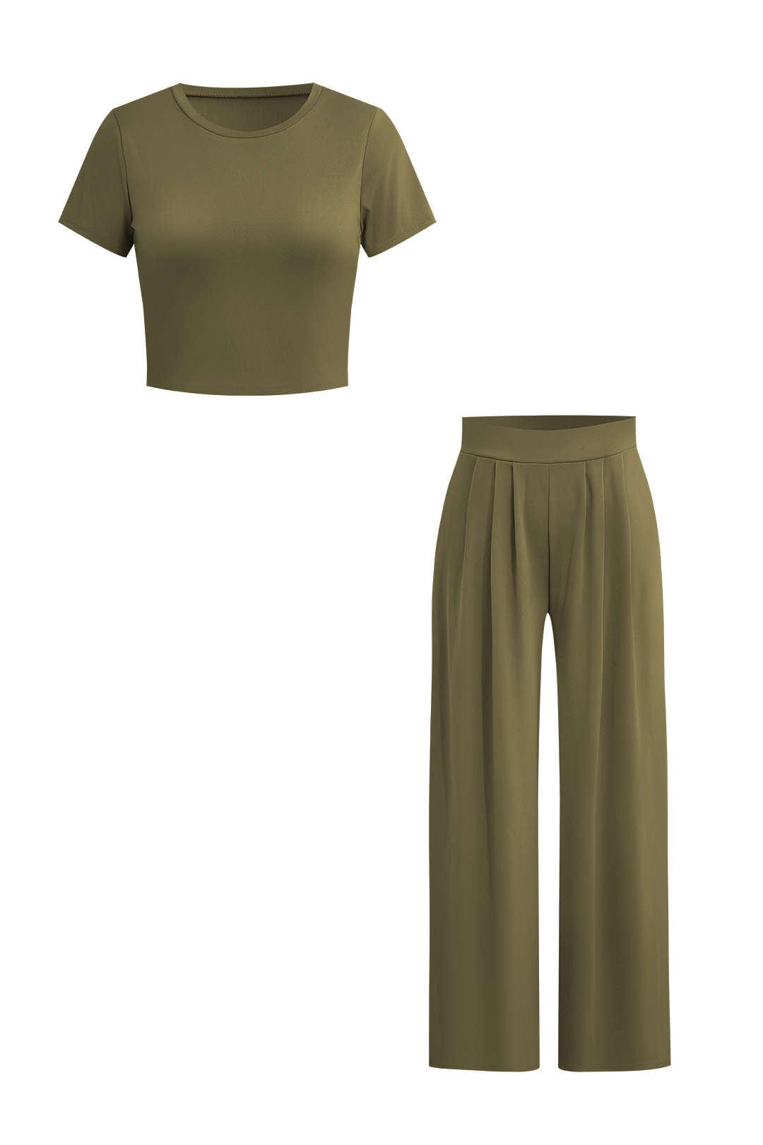 Elegantes Damen Zweiteiler-Set Crop- Palazzo-Hose
