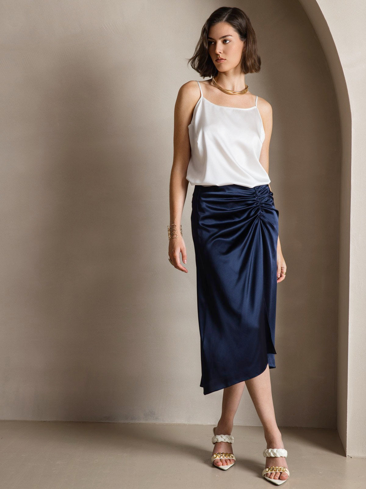 Norvielle Damen Seiden-Camisole Spaghettiträger