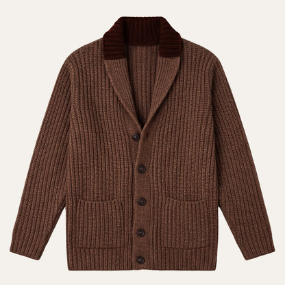 Herren Strickcardigan Reverskragen Warm Beige