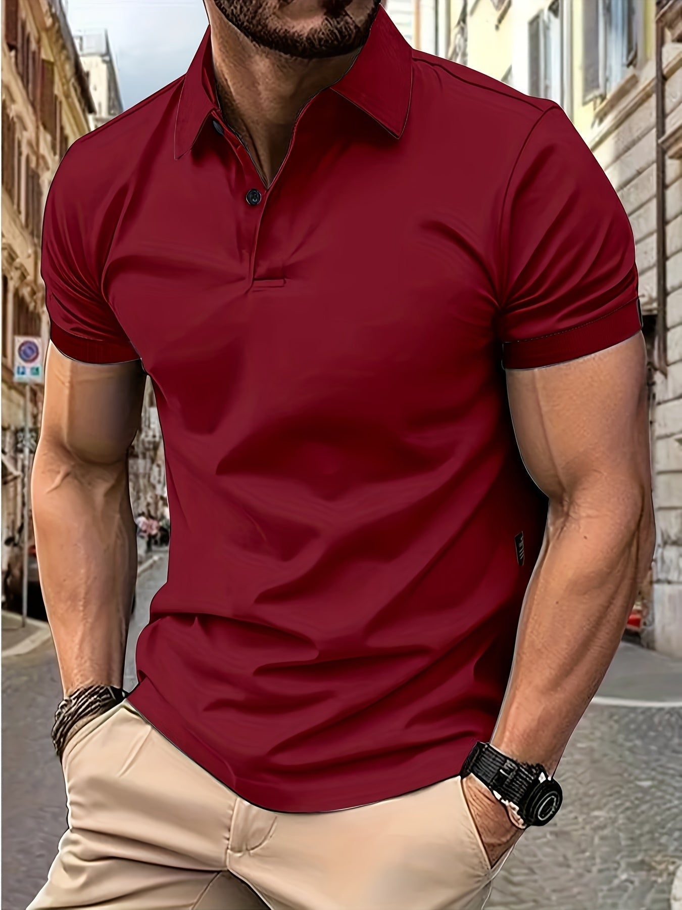 Norvielle Herren Kurzarm-Polo Baumwolle Beige