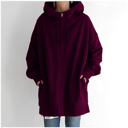 Norvielle Damen Fleece-Hoodie Reißverschluss
