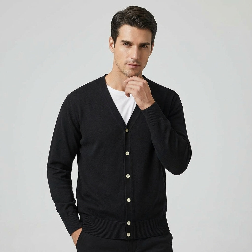 Herren Cardigan Gestrickt mit Vorderverschluss