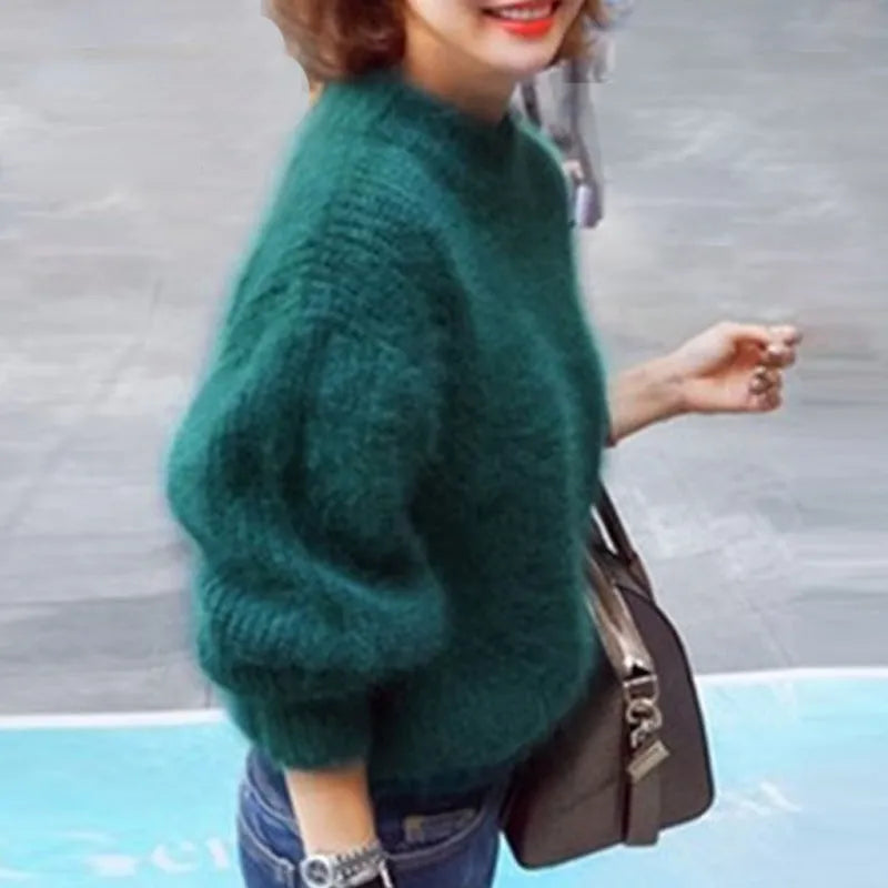 Norvielle Damen Strickpullover Kaschmirgefühl Hochkragen