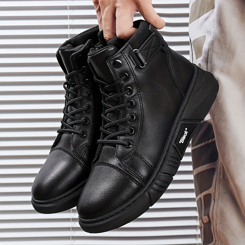 Herren Winterstiefel Schwarz Hohes Schaft Schnürung - Norvielle