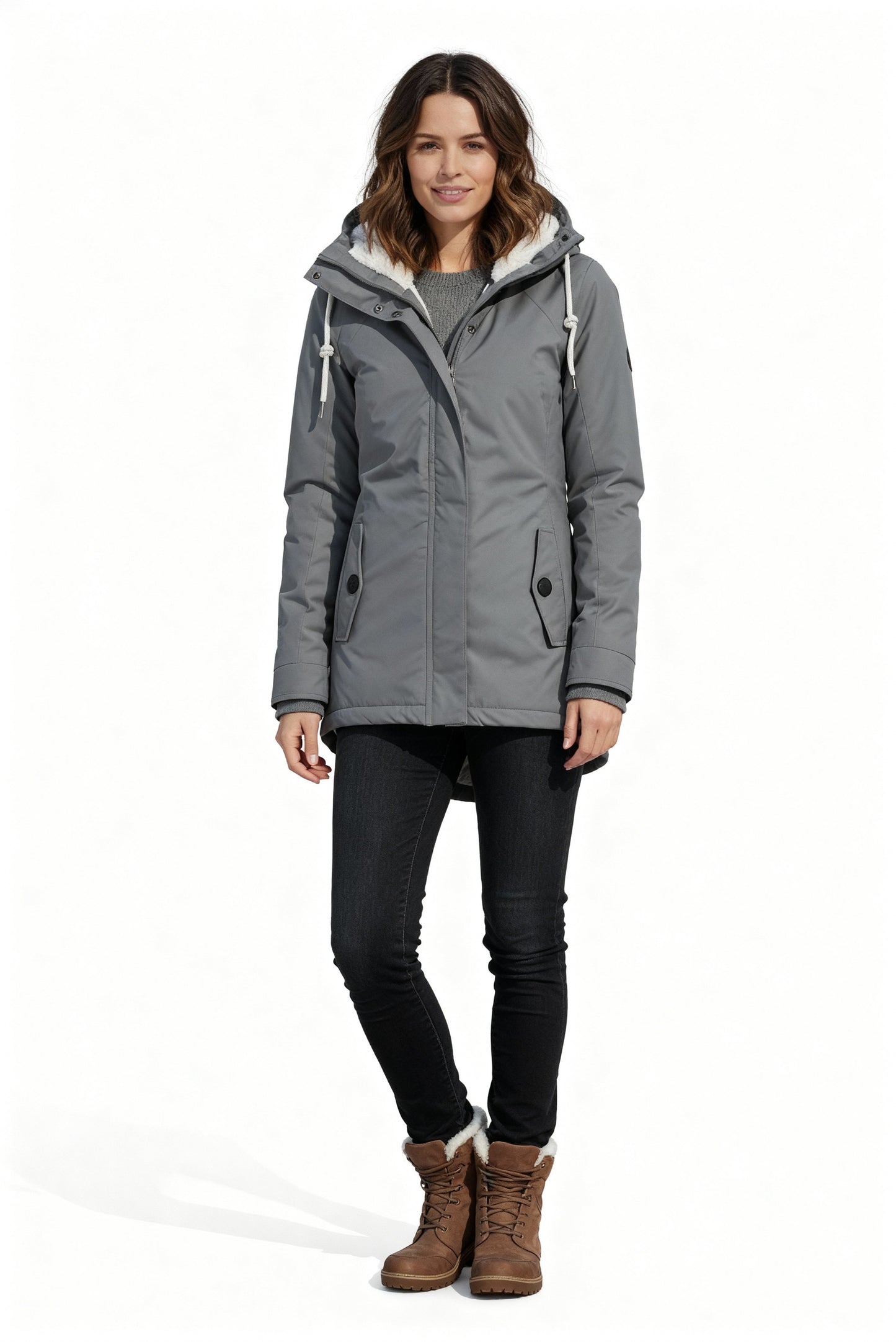 Damen Winterjacke Wasserdicht Warm Kapuze Schwarz - Norvielle