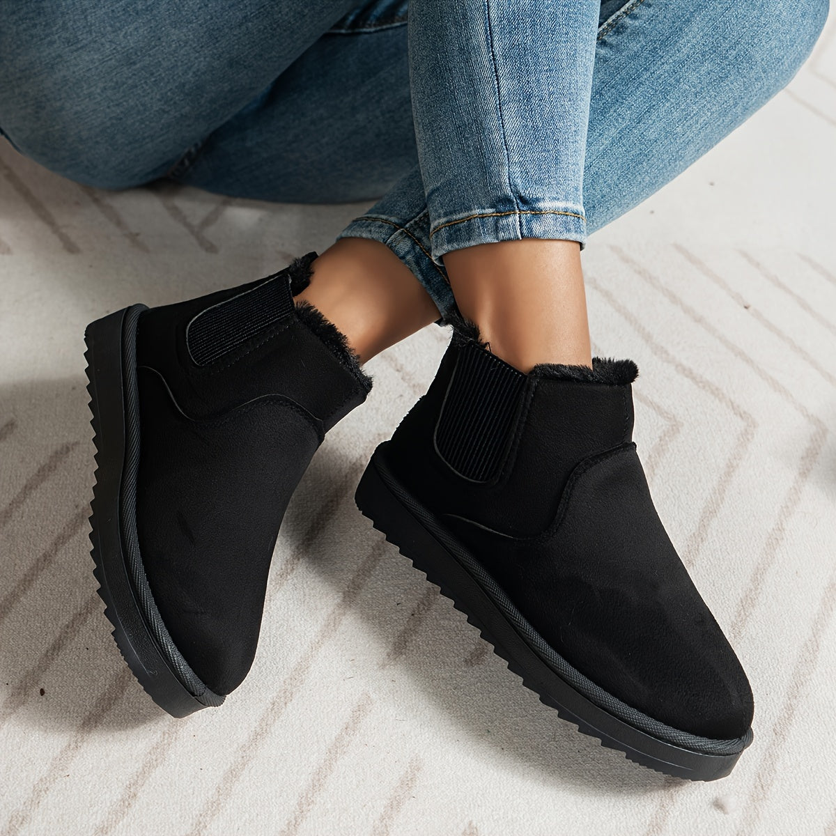 Damen Winterstiefel Slip-On Elastisch Warm