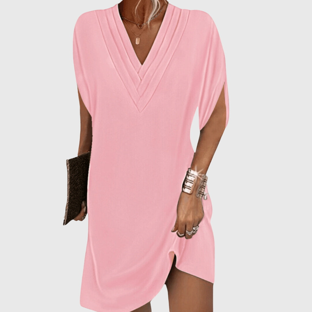 Damen V-Ausschnitt Mini Kleid Lockeres Design
