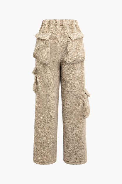 Misha Damen Teddy-Zweiteiler Cargohose Cropped-Jacke