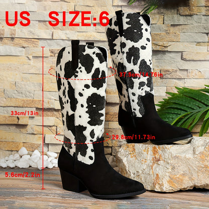 Norvielle Herren Cowboy-Stiefel Blockabsatz Spitze