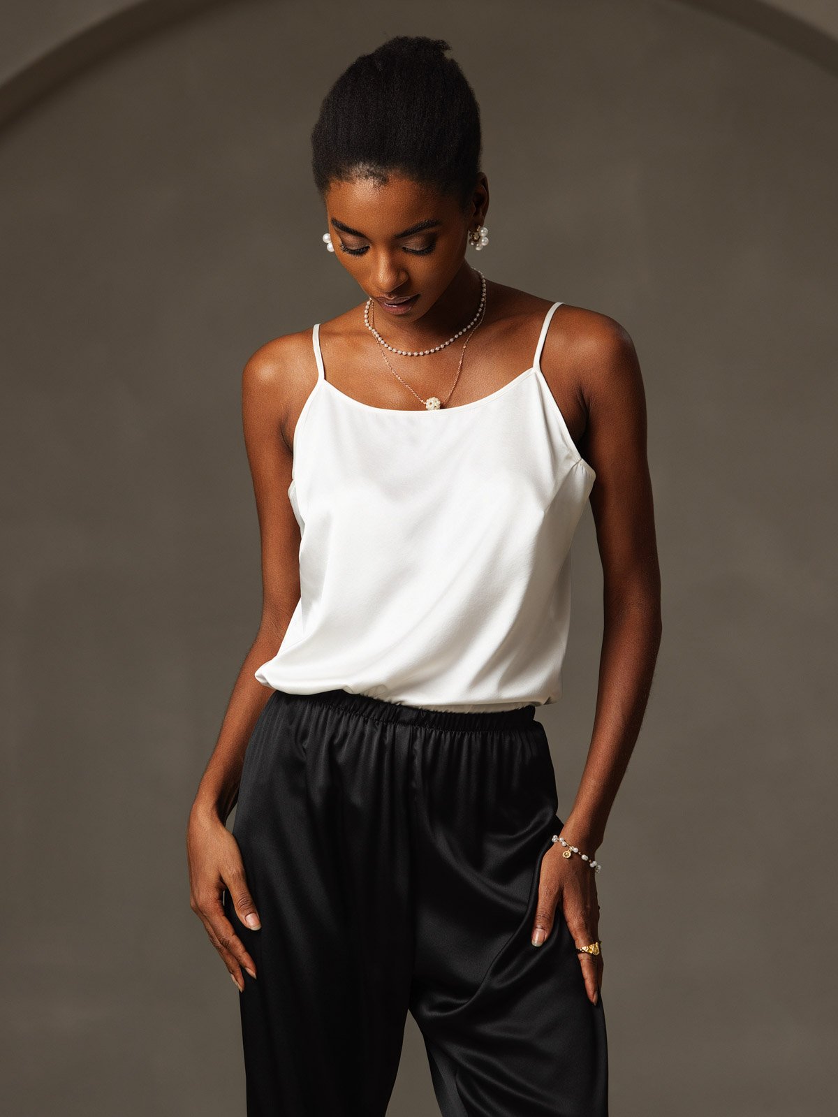 Norvielle Damen Seiden-Camisole Spaghettiträger