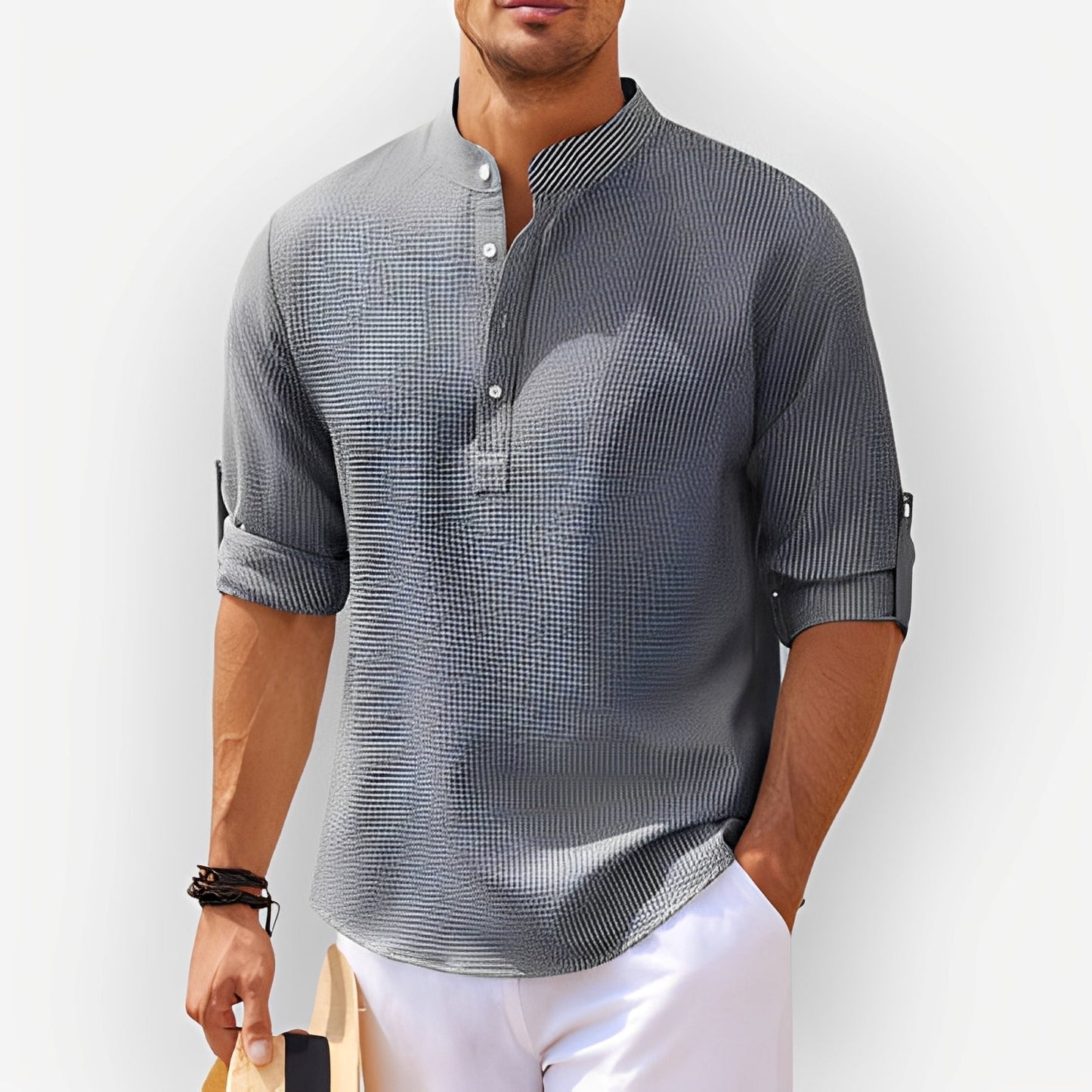 Perino Herren Sommerhemd Elegant Baumwolle Weiß