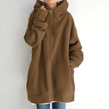 Norvielle Damen Fleece-Hoodie Reißverschluss