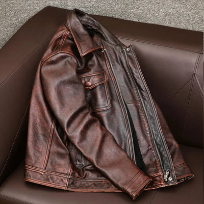 Herren Lederjacke Langlebig Knopfverschluss