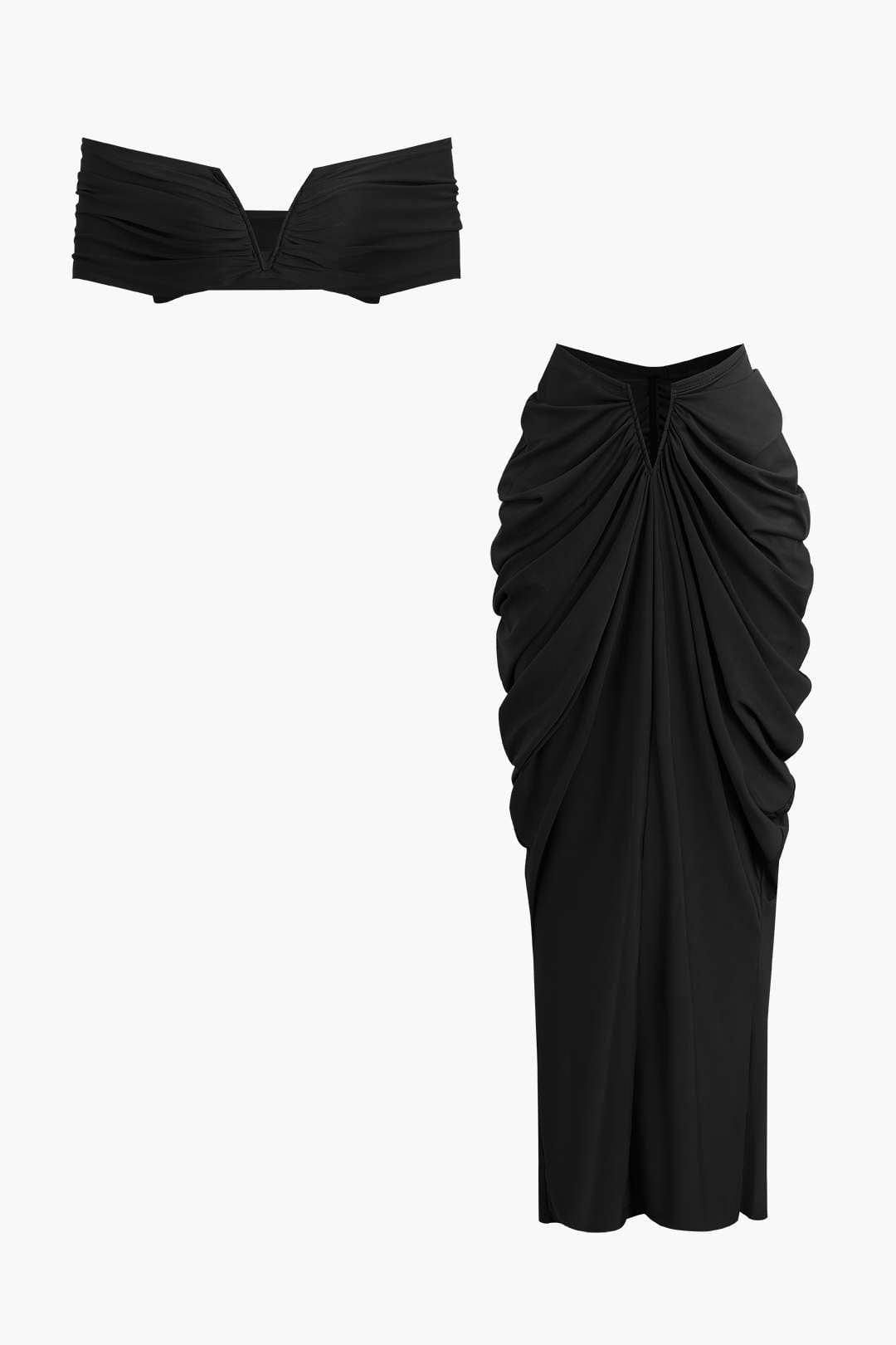 Elegantes Damen Off-Shoulder-Set mit Drapierung