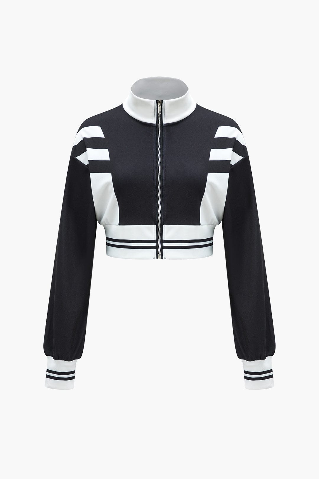 Damen Sportliches Zweiteiler-Set Cropped-Jacke Weite Hose