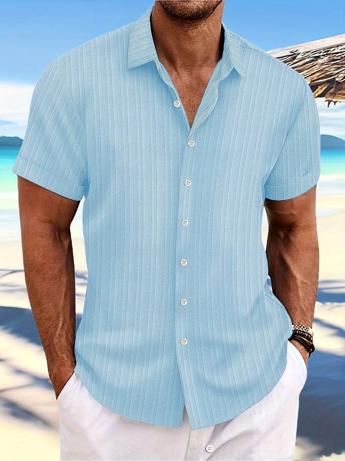Owen Herren Kurzarm Hemd Gestreift Relaxed Fit Sommer