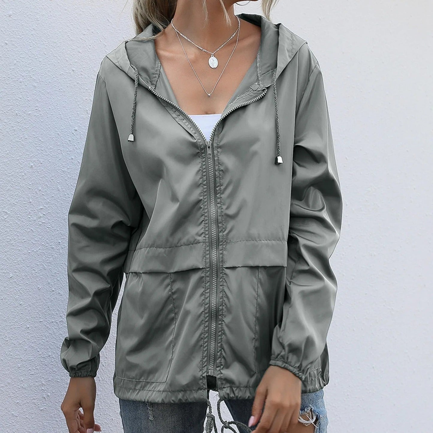Norvielle Leichte Damenwindjacke Mit Kapuze