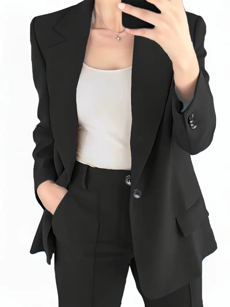 Norvielle Damen Blazer Set mit Erweiterten Hosen und Knopfverschluss
