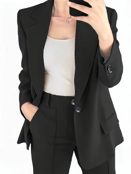 Norvielle Damen Blazer Set mit Erweiterten Hosen und Knopfverschluss