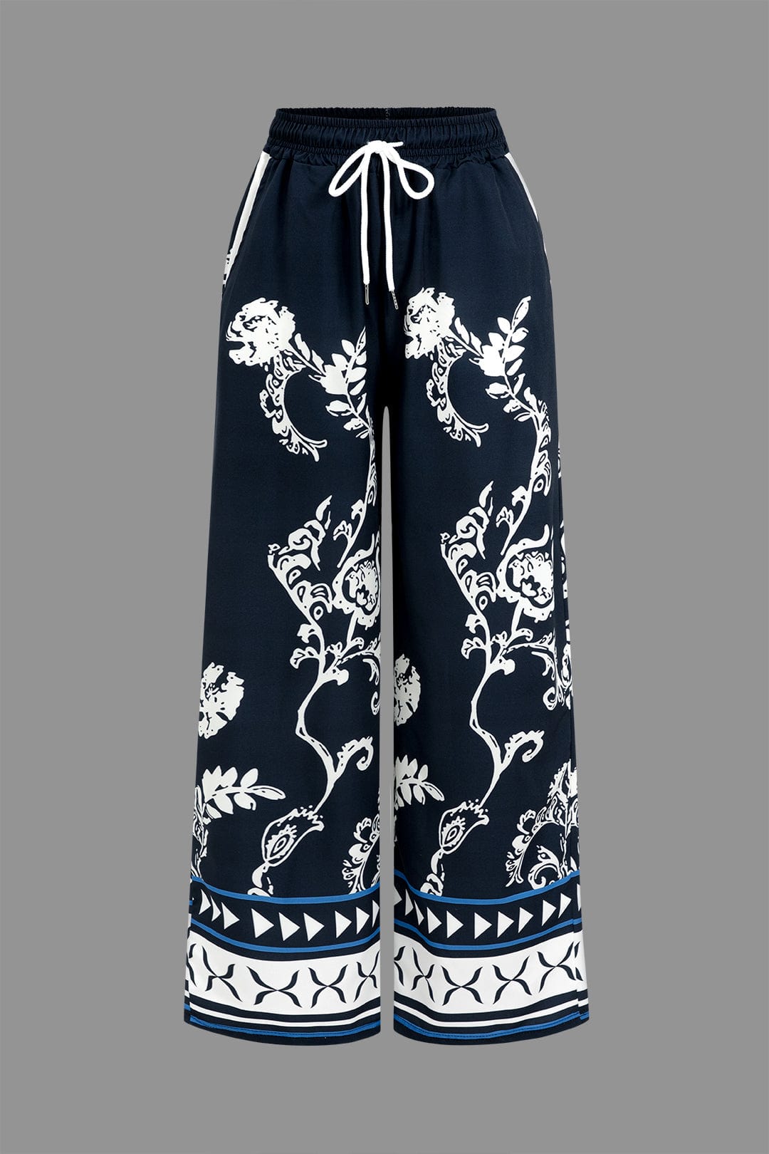 Boho Damen Zweiteiler Bluse Weitbein-Hose